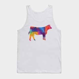 Farmgirl Livestock Show Heifer with Rainbow Pattern Tank Top